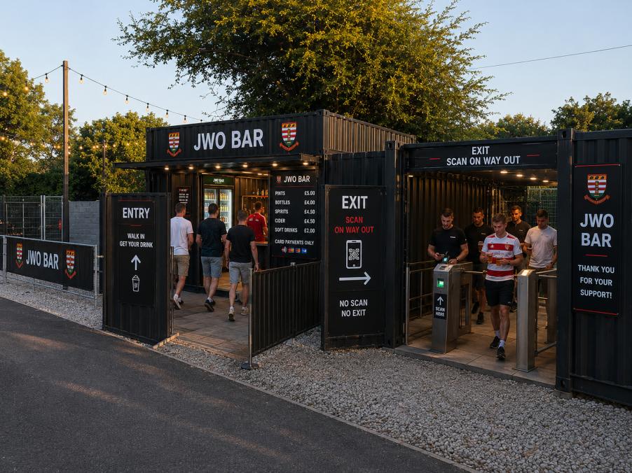 Concept visual of a container bar with entry and exit gates